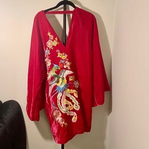 ASOS Embroidered Velvet Kimono Mini Dress